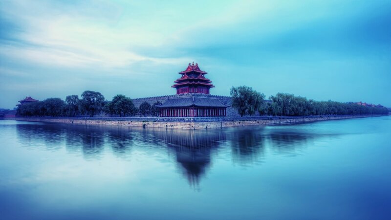 Red Pavilion on Water