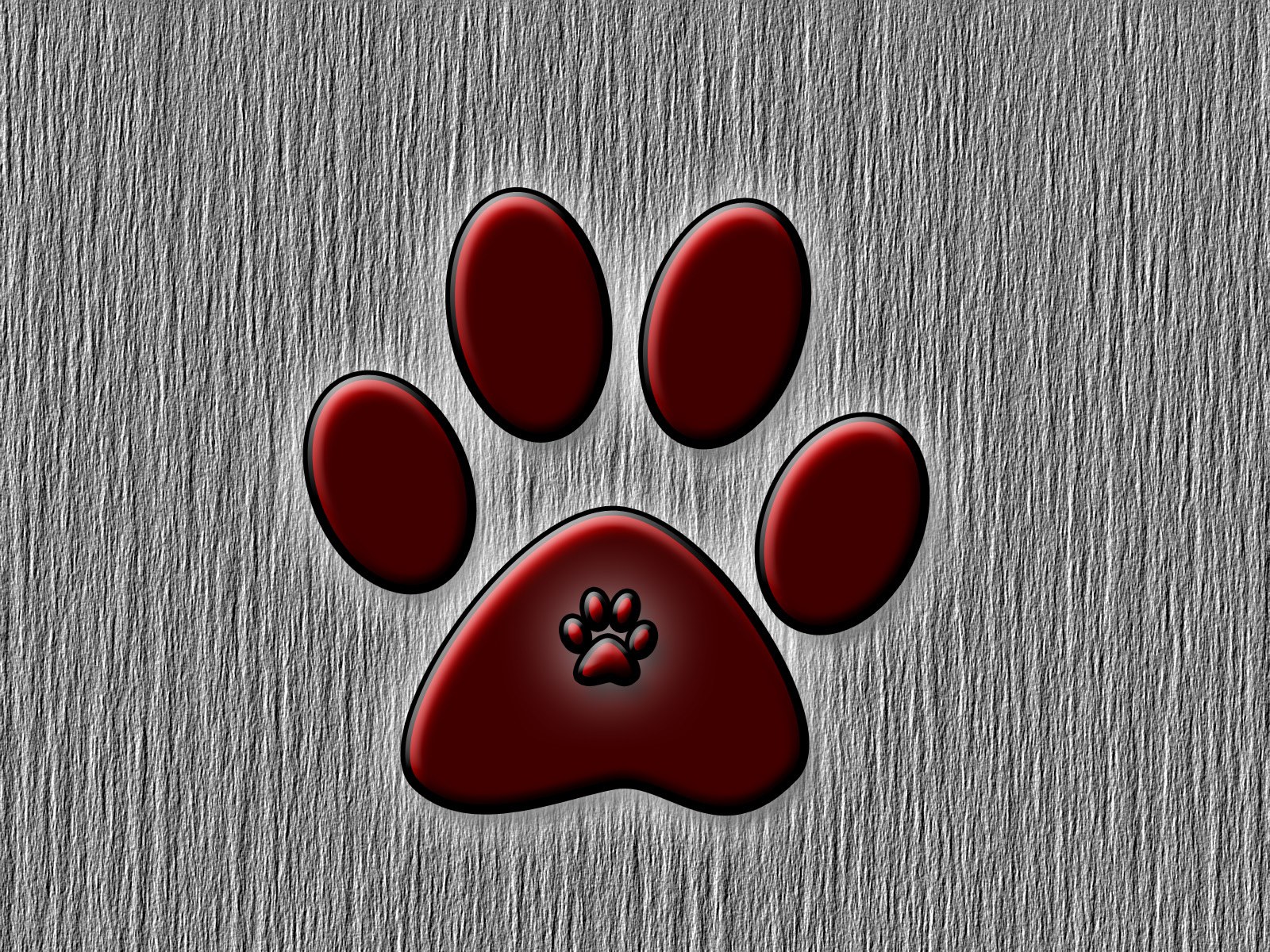 red paw print on wood