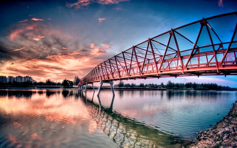 Red Pedestrian Bridge
