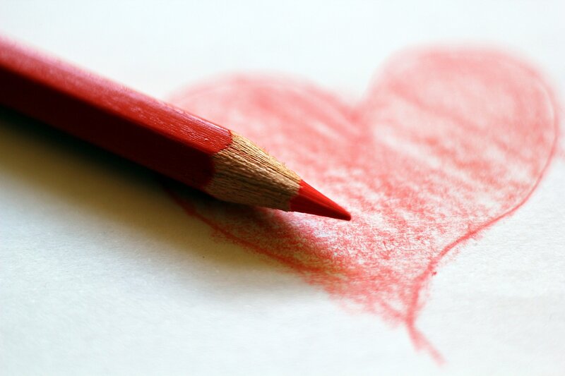Red Pencil Drawing Heart — Calm