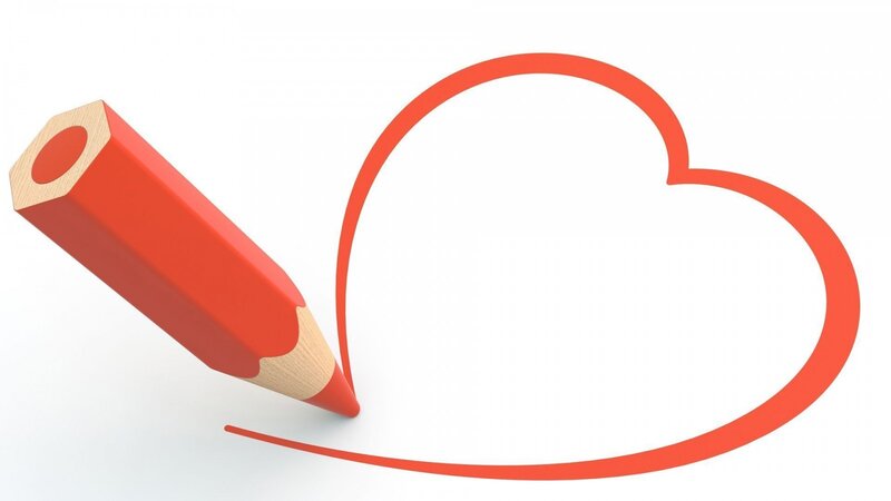 Red Pencil Drawing Heart — Clean