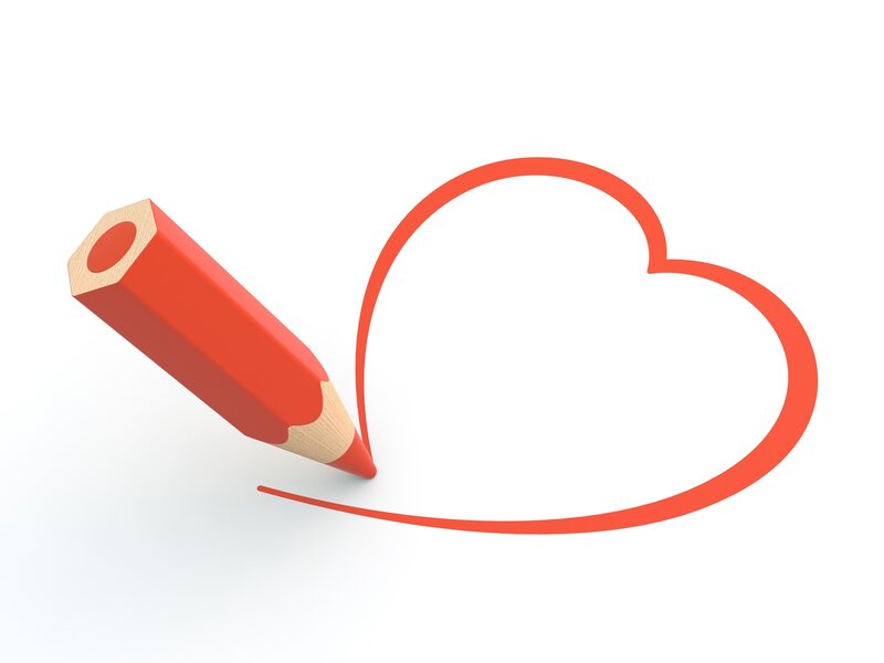 red pencil drawing heart