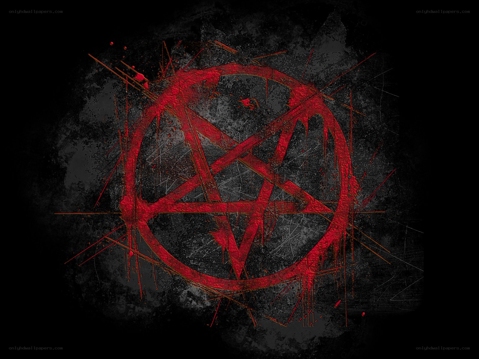 red pentagram on dark background