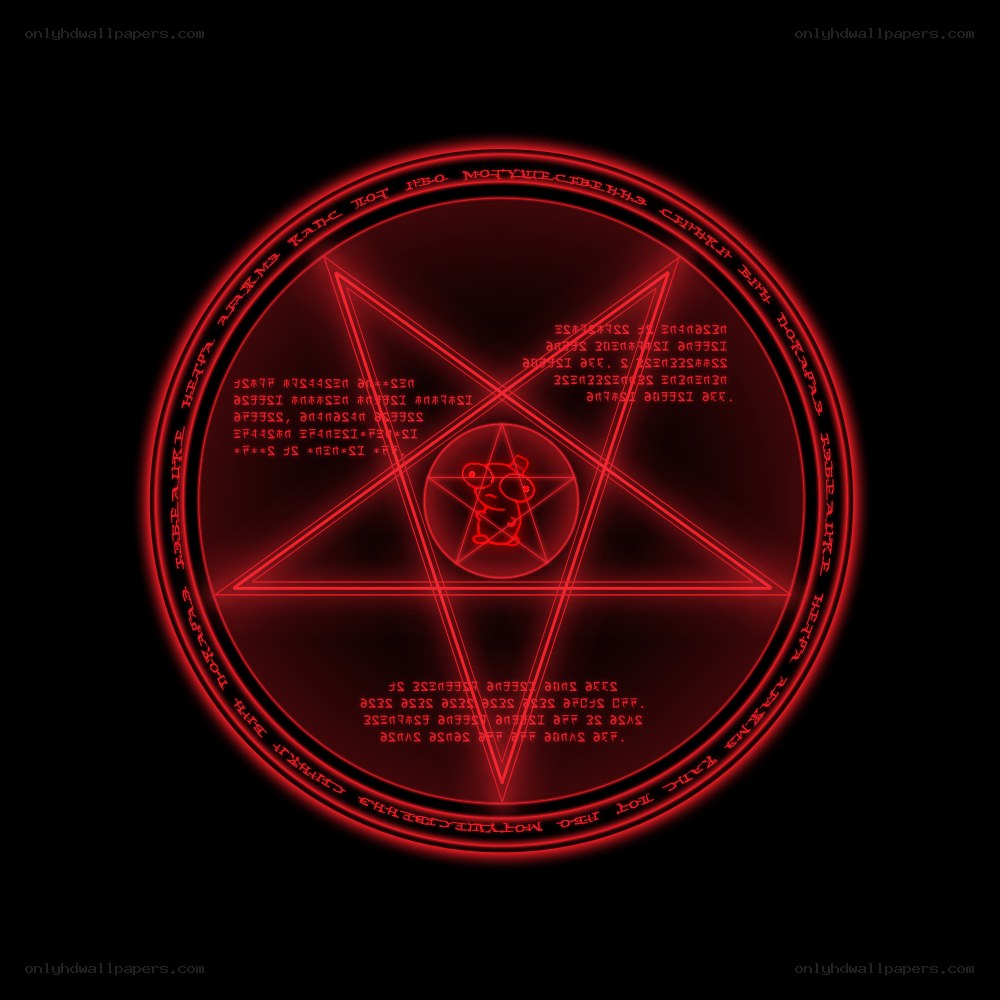 red pentagram with cartoon figure