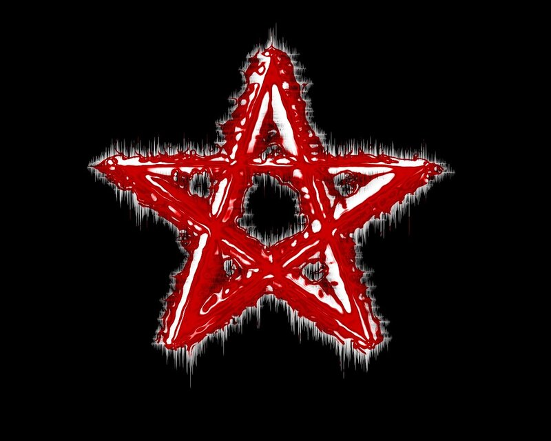 Red pentagram with dripping effect