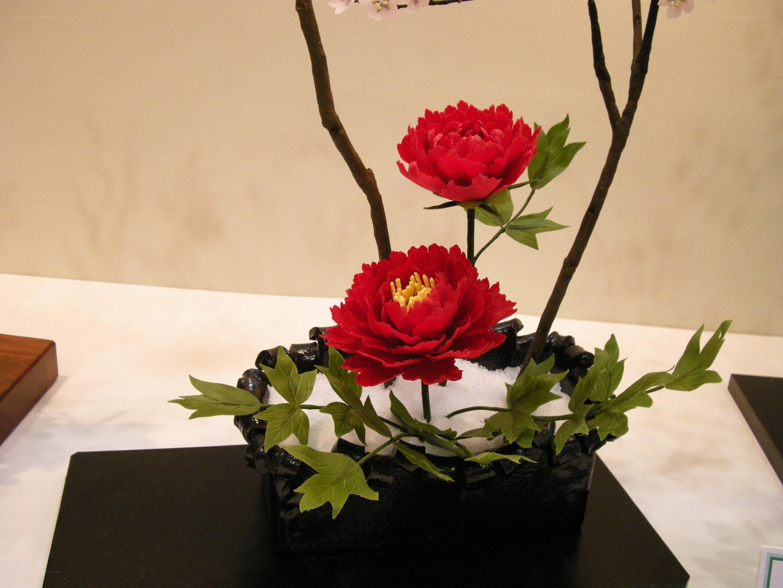 Red peony floral arrangement
