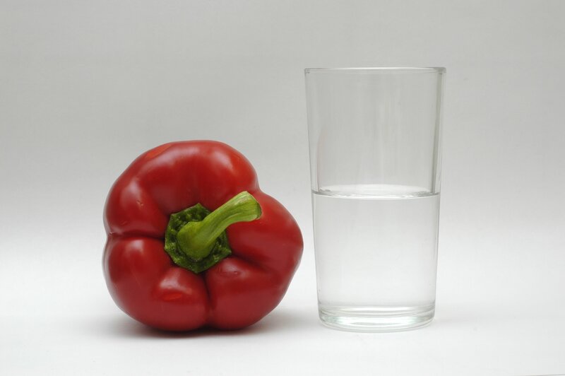 red pepper and glass of water