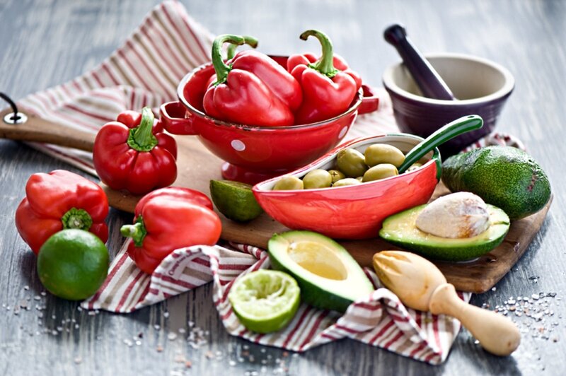 Red Peppers and Avocados
