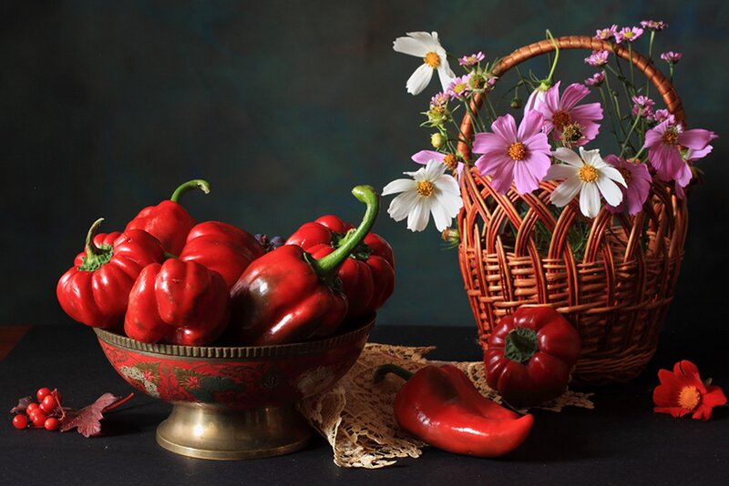 Red Peppers in Bowl