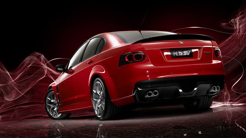 Red Performance Sedan — Dramatic, Photograph, Car, Exhaust Pipes