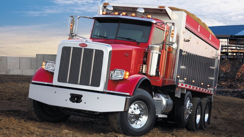 Red Peterbilt dump truck