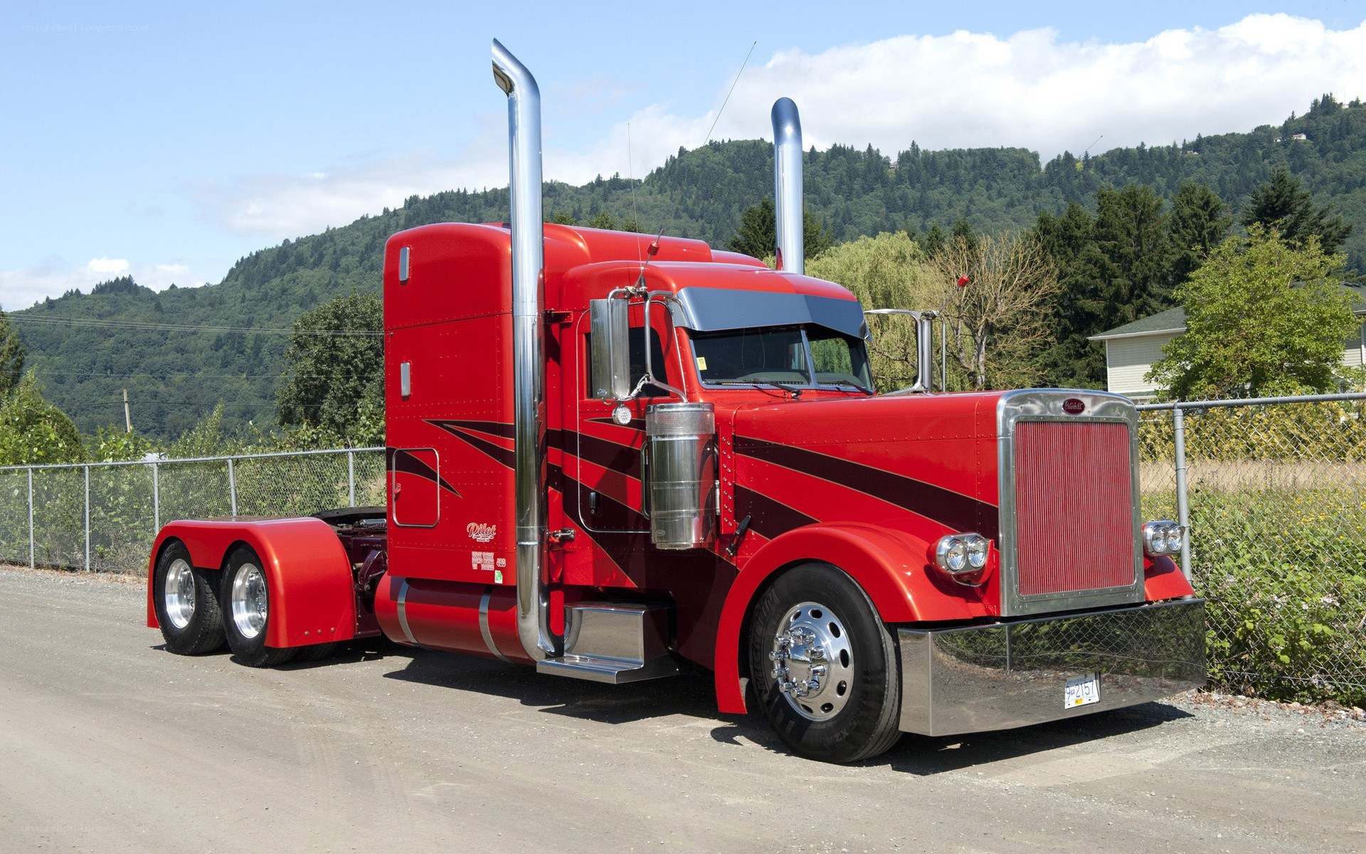 red peterbilt semi-truck