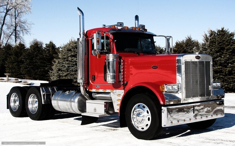 red peterbilt semi-truck