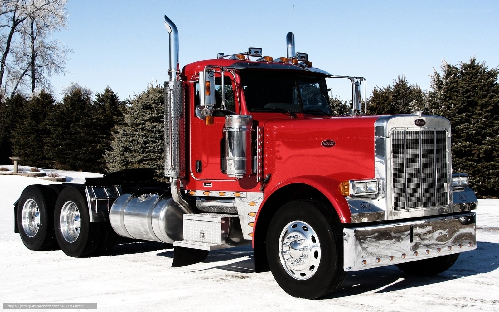 red peterbilt semi-truck