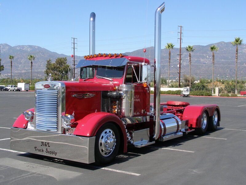 Red Peterbilt Truck — Bright, Afternoon