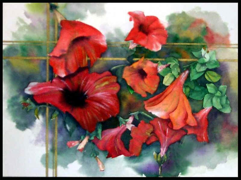 Red Petunia Flowers — Calm