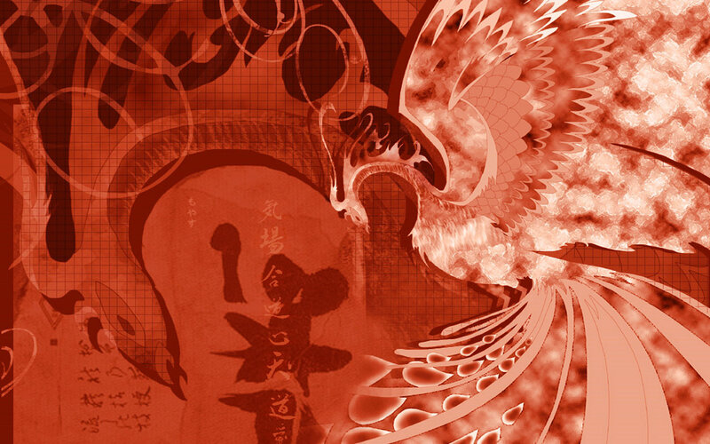 Red phoenix and dragon artwork