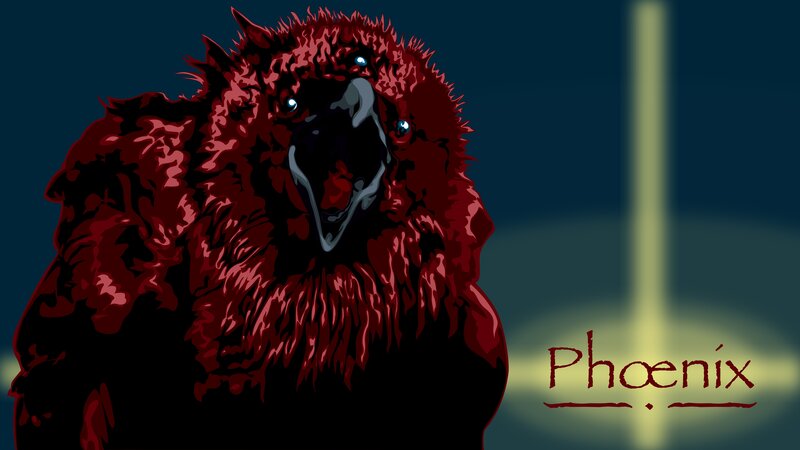 Red Phoenix Bird — Dramatic, Night