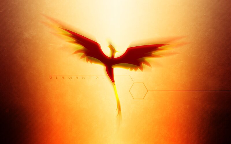 Red Phoenix Bird — Orange