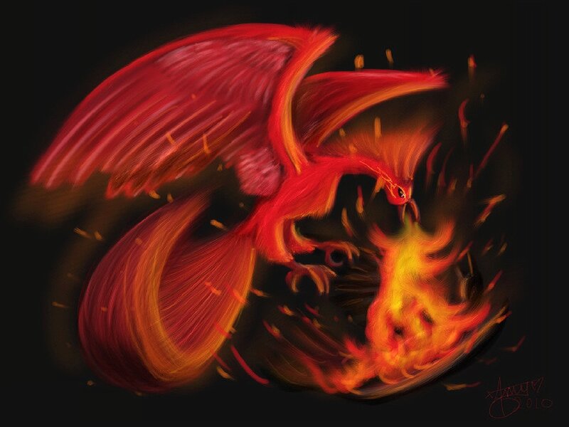 Red Phoenix in Flames