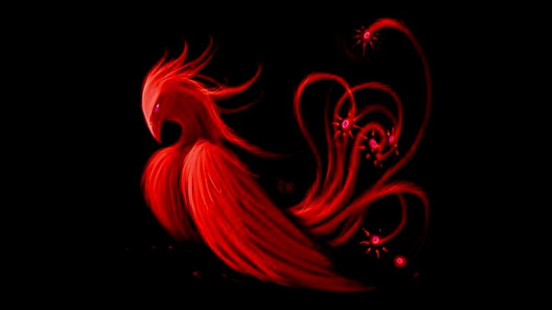 red phoenix in flight