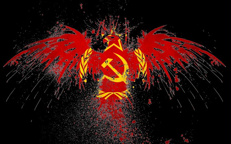Red phoenix with hammer and sickle