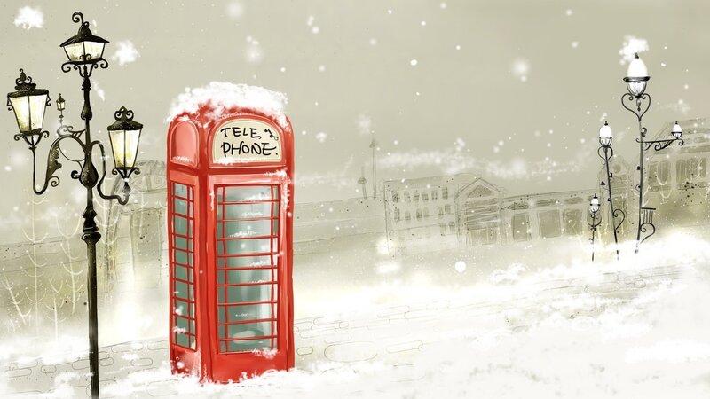 Red Phone Booth in Snow — Calm