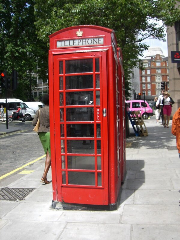 Red phone booth on London street
