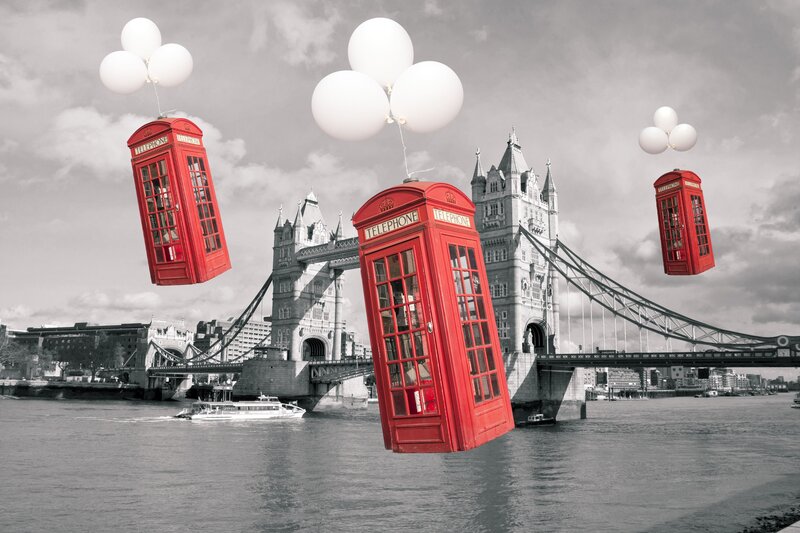Red Phone Booths Floating