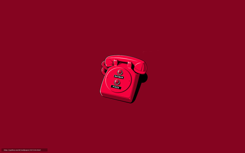 Red phone with Batman and Pizza labels