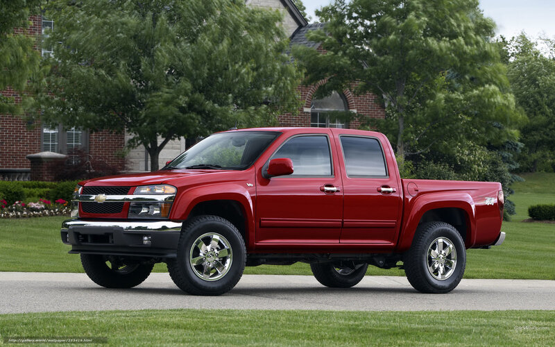 Red Pickup Truck — Calm, Afternoon, Photograph, House