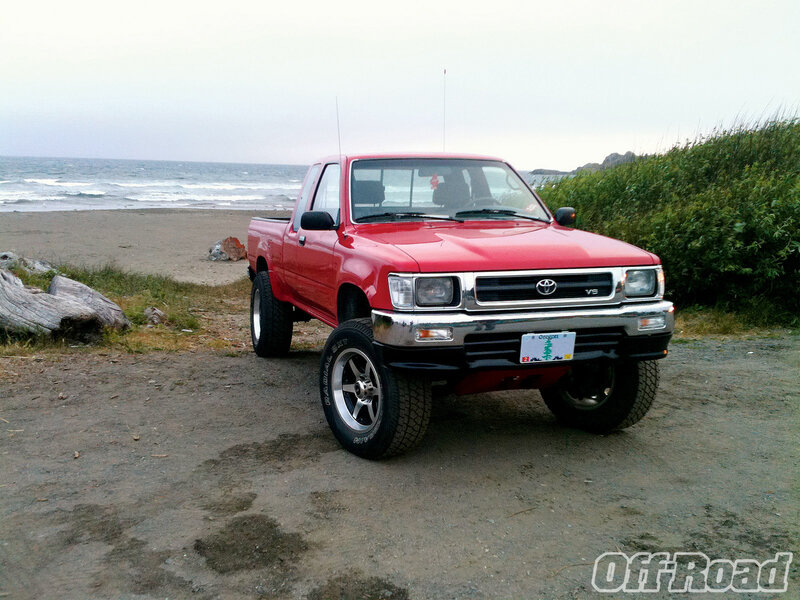 Red Pickup Truck — Calm, Morning