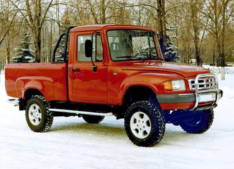 Red Pickup Truck — Cold, Winter