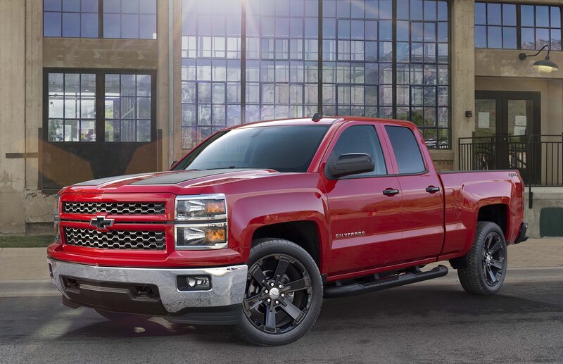Red Pickup Truck — Dramatic, Afternoon, Photograph, Building