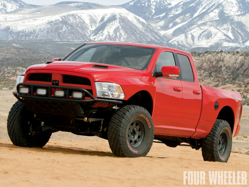 Red Pickup Truck — Dramatic, Afternoon, Photograph, Mountains