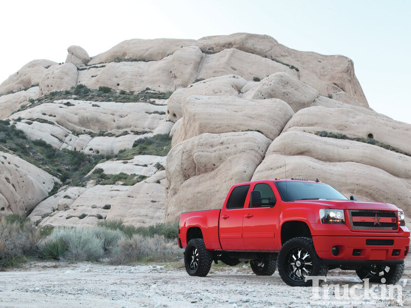 Red Pickup Truck — Dramatic, Afternoon