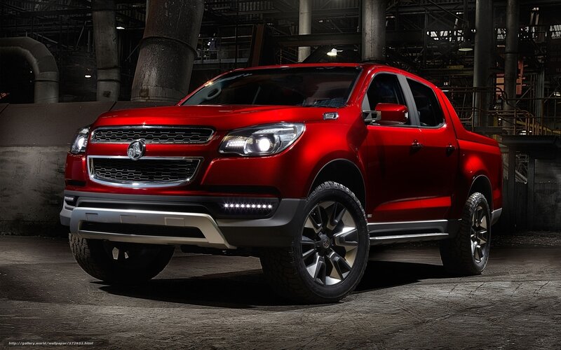 Red Pickup Truck — Dramatic, Night, Photograph, Industrial Building, Headlights