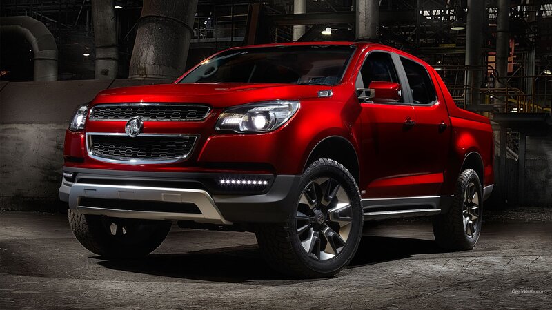 Red Pickup Truck — Dramatic, Night, Photograph, Industrial Building