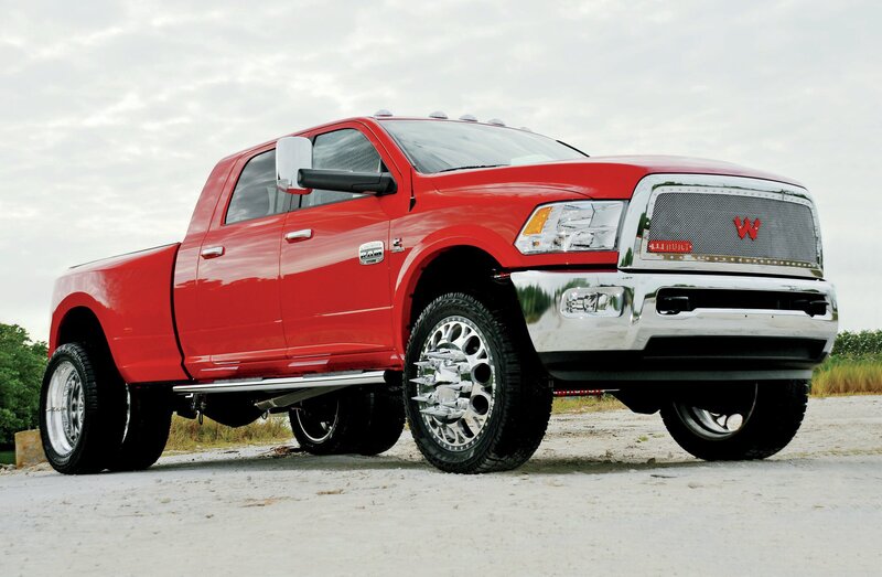 Red Pickup Truck — Dramatic, Photograph, Grille