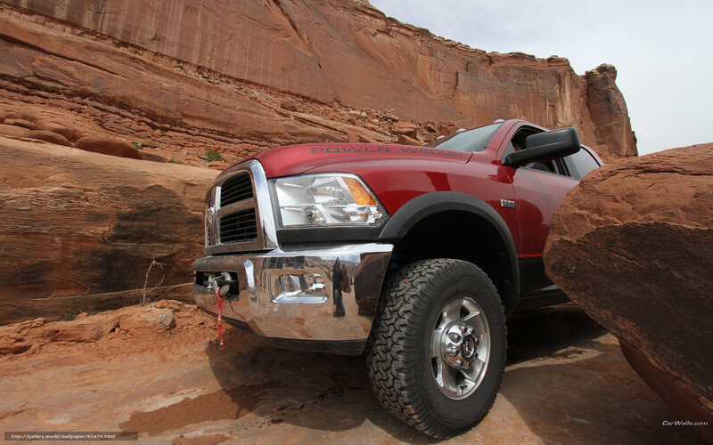Red Pickup Truck — Dramatic, Photograph, Rock Formations
