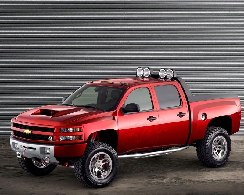 Red Pickup Truck — Dramatic, Photograph, Roof Lights, Side Step