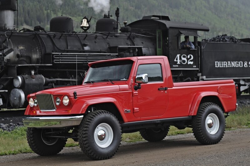 Red Pickup Truck — Dramatic, Photograph, Train
