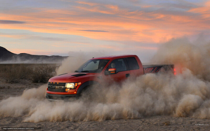 Red Pickup Truck — Dramatic, Sunset, Photograph, Dust
