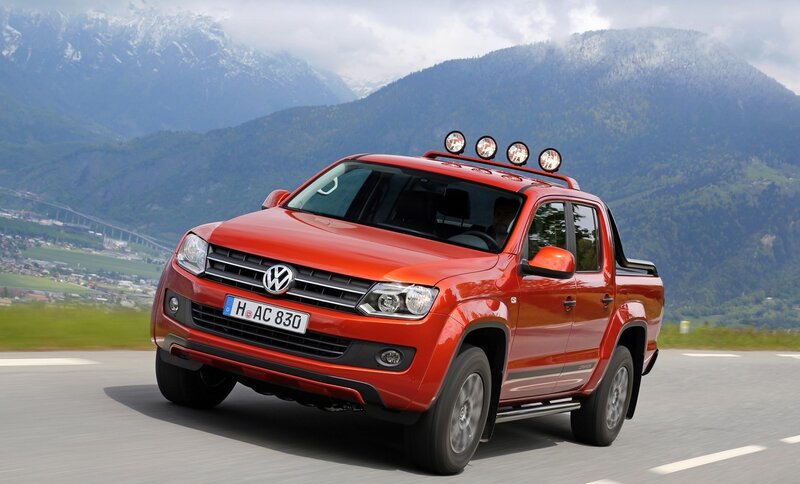 Red Pickup Truck — Dynamic, Afternoon, Photograph, Mountains