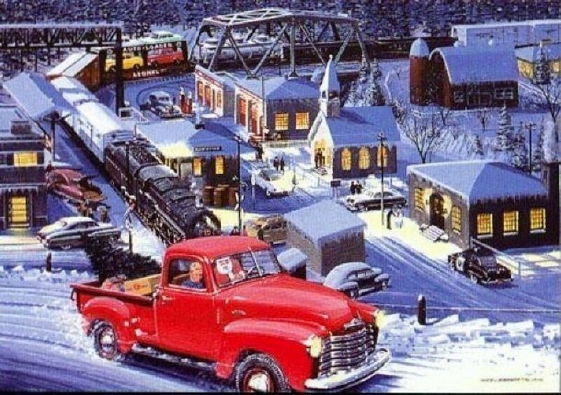 Red Pickup Truck — Festive