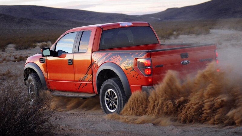 red pickup truck in desert