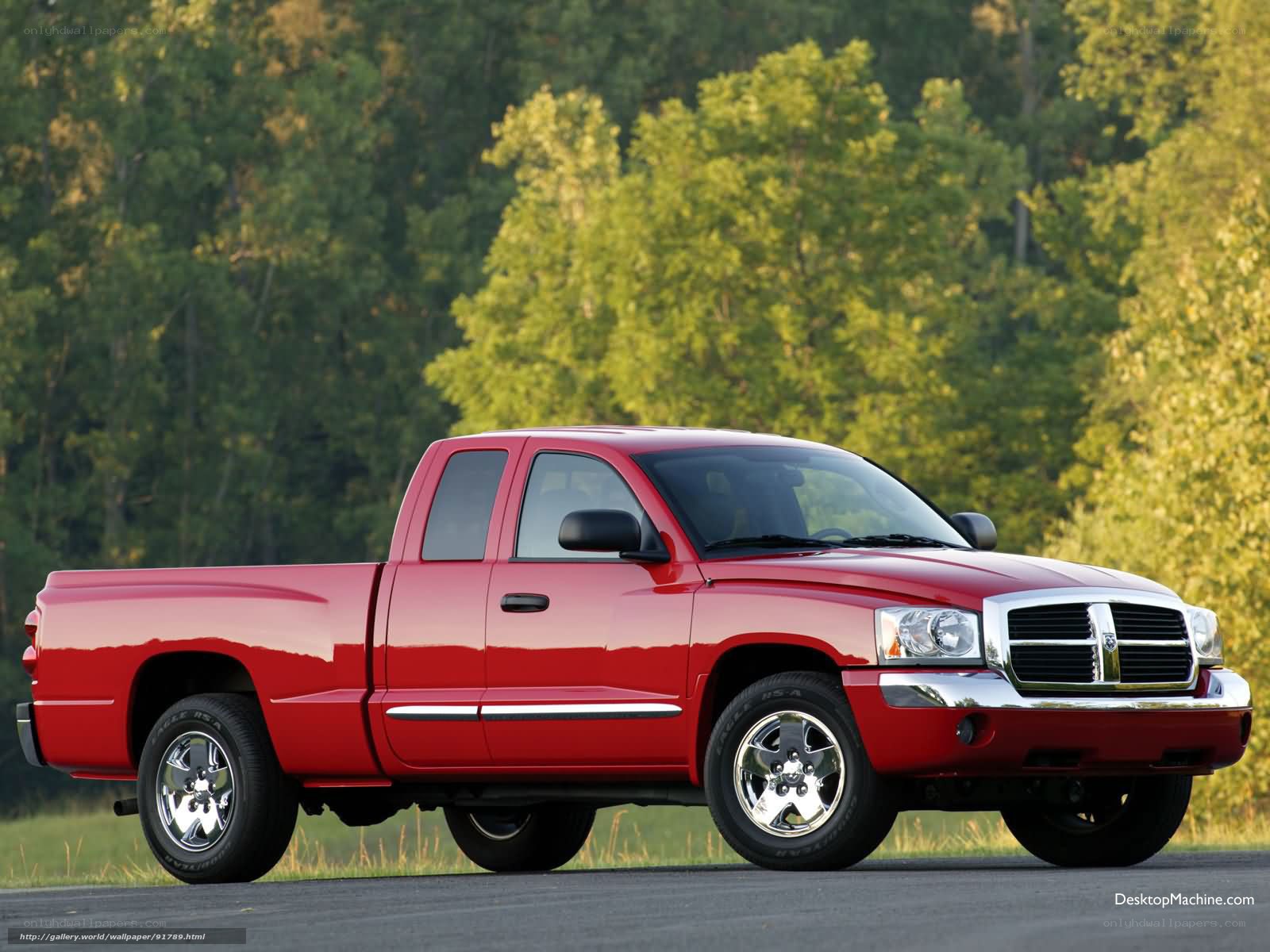 Red pickup truck on road