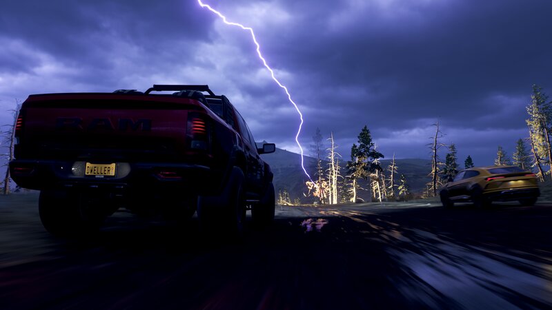 Red Pickup Truck — Purple