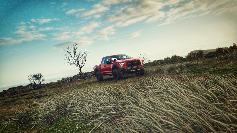 Red Pickup Truck — Serene, Afternoon, 3d Render, Grass
