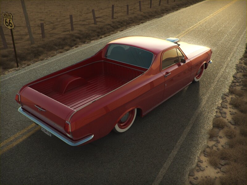Red Pickup Truck — Serene, Sunset